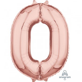 Rose Gold 0-ás szám fólia lufi 66 cm Rose Gold 0-ás szám fólia lufi 66 cm