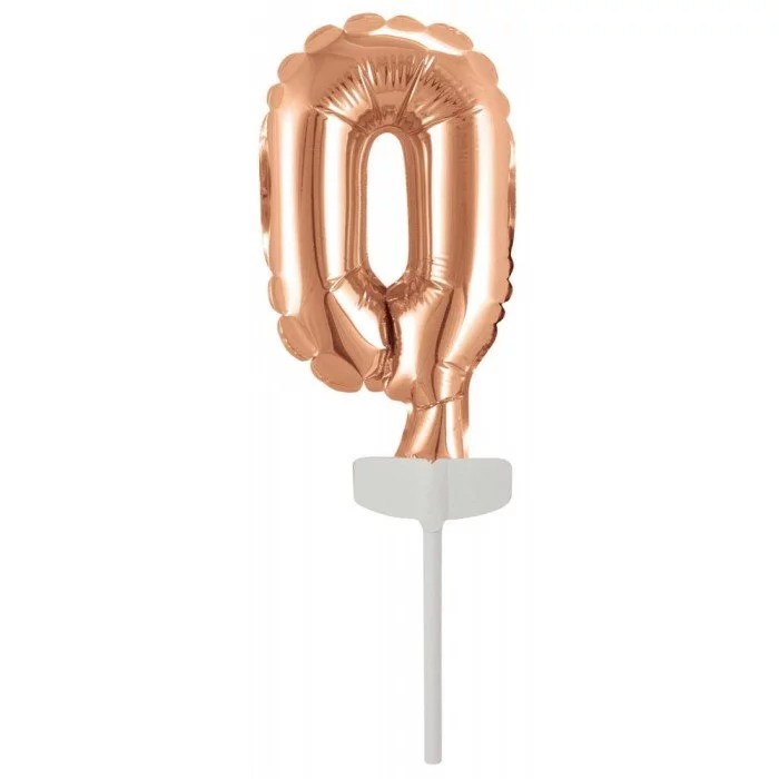 Rose Gold 0-ás szám fólia lufi tortára 13 cm Rose Gold 0-ás szám fólia lufi tortára 13 cm