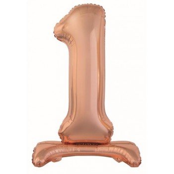 Rose Gold 1-es szám fólia lufi talppal 74 cm Rose Gold 1-es szám fólia lufi talppal 74 cm