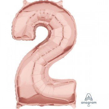 Rose Gold 2-es szám fólia lufi 66 cm Rose Gold 2-es szám fólia lufi 66 cm