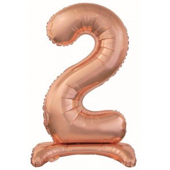 Rose Gold 2-es szám fólia lufi talppal 74 cm Rose Gold 2-es szám fólia lufi talppal 74 cm