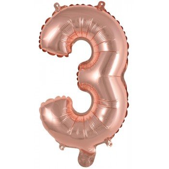 Rose Gold 3-as szám fólia lufi 45 cm Rose Gold 3-as szám fólia lufi 45 cm