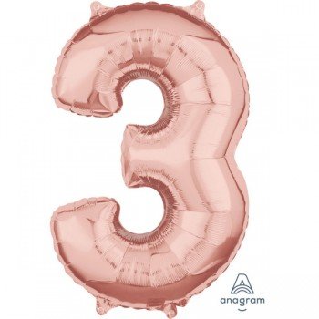 Rose Gold 3-as szám fólia lufi 66 cm Rose Gold 3-as szám fólia lufi 66 cm