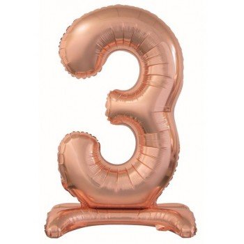 Rose Gold 3-as szám fólia lufi talppal 74 cm Rose Gold 3-as szám fólia lufi talppal 74 cm