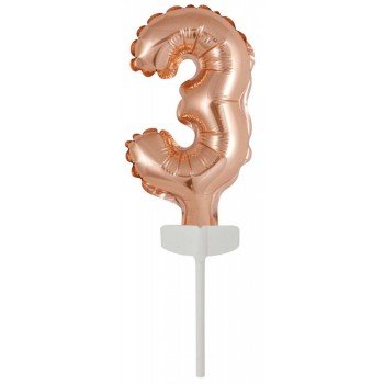 Rose Gold 3-as szám fólia lufi tortára 13 cm Rose Gold 3-as szám fólia lufi tortára 13 cm