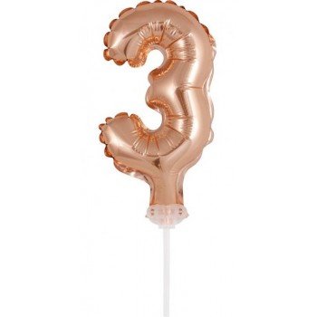 Rose Gold 3-as szám fólia lufi tortára 13 cm Rose Gold 3-as szám fólia lufi tortára 13 cm
