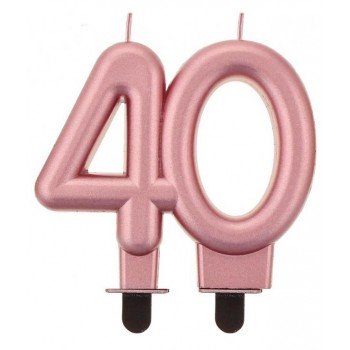 Rose Gold Metallic tortagyertya, számgyertya 40-es Rose Gold Metallic tortagyertya, számgyertya 40-es