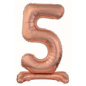 Rose Gold 5-ös szám fólia lufi talppal 74 cm Rose Gold 5-ös szám fólia lufi talppal 74 cm