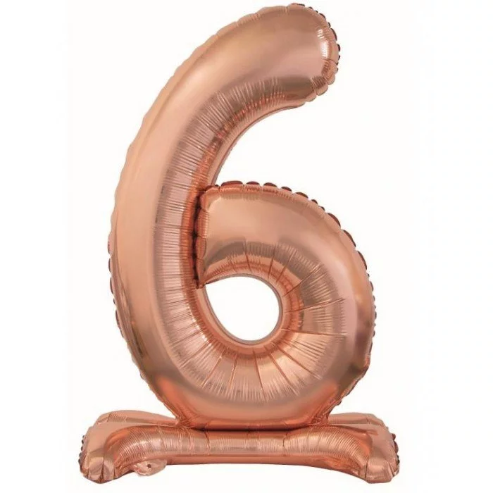 Rose Gold 6-os szám fólia lufi talppal 74 cm Rose Gold 6-os szám fólia lufi talppal 74 cm