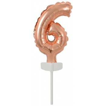 Rose Gold 6-os szám fólia lufi tortára 13 cm Rose Gold 6-os szám fólia lufi tortára 13 cm