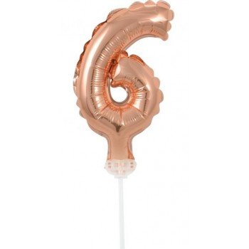 Rose Gold 6-os szám fólia lufi tortára 13 cm Rose Gold 6-os szám fólia lufi tortára 13 cm