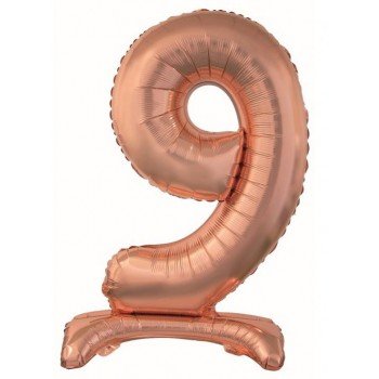Rose Gold 9-es szám fólia lufi talppal 74 cm Rose Gold 9-es szám fólia lufi talppal 74 cm