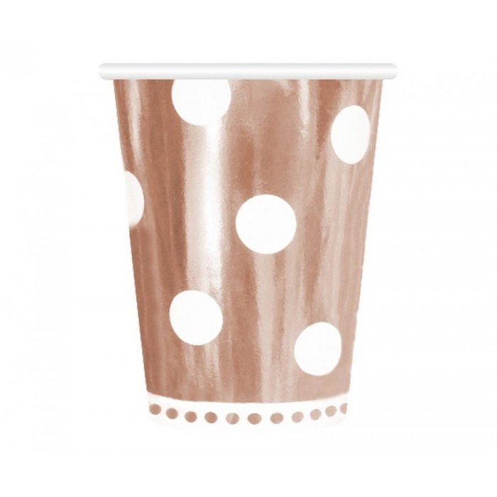 B&C Polka Dots, Rose Gold papír pohár 6 db-os 266 ml