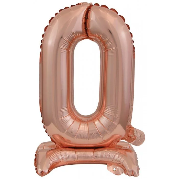 Rose Gold mini 0-ás szám fólia lufi talppal 38 cm Rose Gold mini 0-ás szám fólia lufi talppal 38 cm
