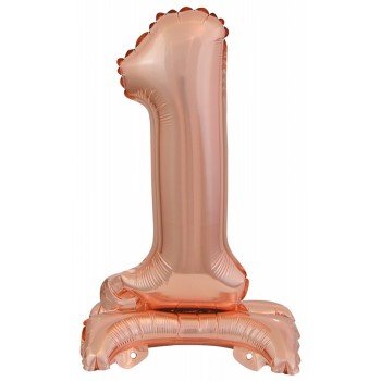 Rose Gold mini 1-es szám fólia lufi talppal 38 cm Rose Gold mini 1-es szám fólia lufi talppal 38 cm