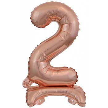 Rose Gold mini 2-es szám fólia lufi talppal 38 cm Rose Gold mini 2-es szám fólia lufi talppal 38 cm