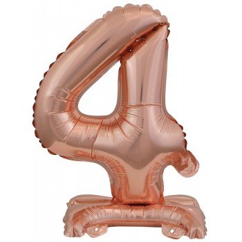 Rose Gold mini 4-es szám fólia lufi talppal 38 cm Rose Gold mini 4-es szám fólia lufi talppal 38 cm