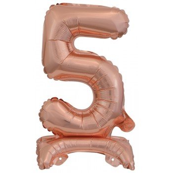 Rose Gold mini 5-ös szám fólia lufi talppal 38 cm Rose Gold mini 5-ös szám fólia lufi talppal 38 cm