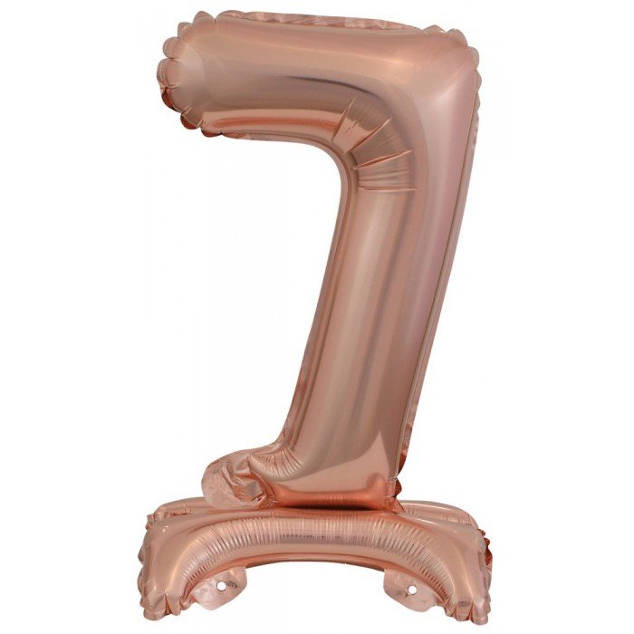 Rose Gold mini 7-es szám fólia lufi talppal 38 cm