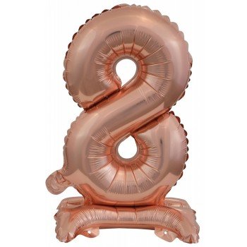 Rose Gold mini 8-as szám fólia lufi talppal 38 cm Rose Gold mini 8-as szám fólia lufi talppal 38 cm