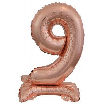 Rose Gold mini 9-es szám fólia lufi talppal 38 cm Rose Gold mini 9-es szám fólia lufi talppal 38 cm