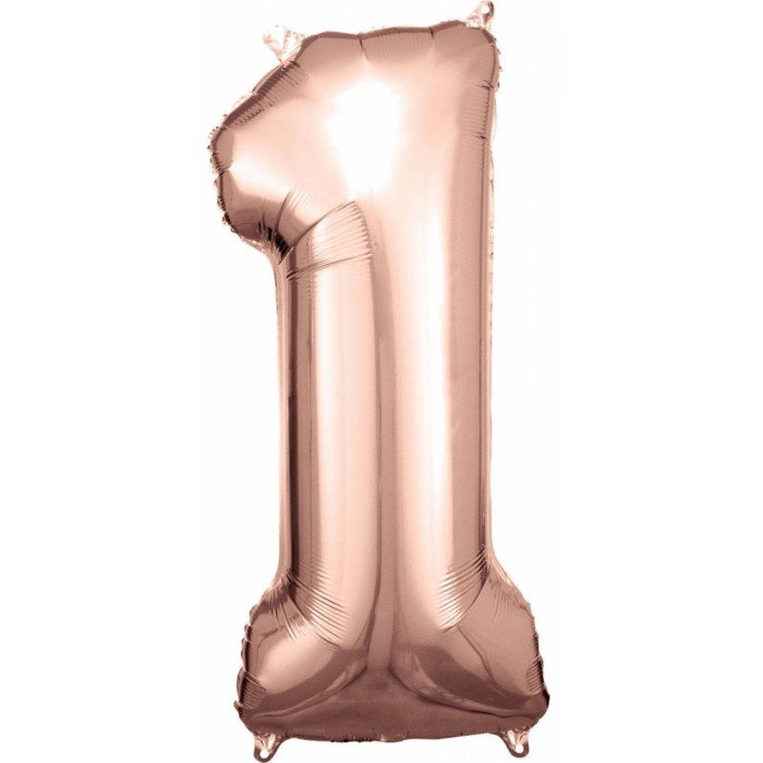 Rose Gold óriás szám fólia lufi 1-es, 83*38 cm