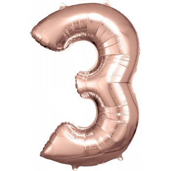Rose Gold óriás szám fólia lufi 3-as, 83*53 cm Rose Gold óriás szám fólia lufi 3-as, 83*53 cm