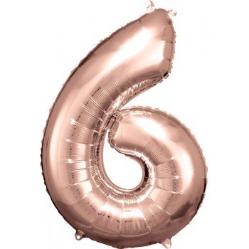 Rose Gold óriás szám fólia lufi 6-os, 86*58 cm Rose Gold óriás szám fólia lufi 6-os, 86*58 cm