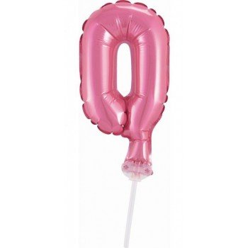 Pink, Rózsaszín 0-ás szám fólia lufi tortára 13 cm Pink, Rózsaszín 0-ás szám fólia lufi tortára 13 cm