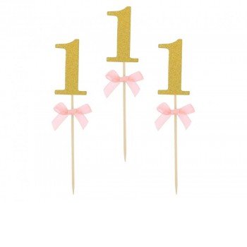 Pink 1st Birthday díszítő pálca 10 db-os Pink 1st Birthday díszítő pálca 10 db-os