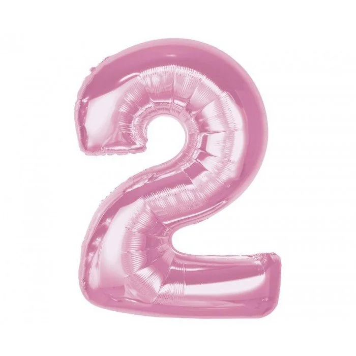 Rózsaszín 2-es Light Pink szám fólia lufi 92 cm Rózsaszín 2-es Light Pink szám fólia lufi 92 cm
