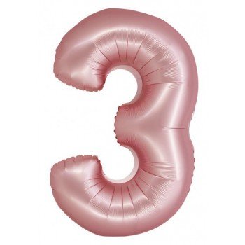 Light Pink Matt, Rózsaszín 3-as szám fólia lufi 76 cm Light Pink Matt, Rózsaszín 3-as szám fólia lufi 76 cm