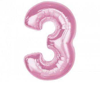 Rózsaszín 3-as Light Pink szám fólia lufi 92 cm Rózsaszín 3-as Light Pink szám fólia lufi 92 cm