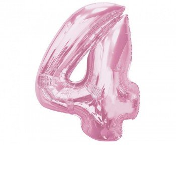 Rózsaszín 4-es Light Pink szám fólia lufi 92 cm Rózsaszín 4-es Light Pink szám fólia lufi 92 cm