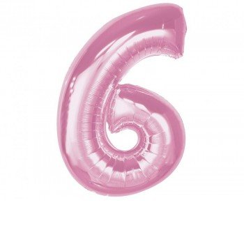 Rózsaszín 6-os Light Pink szám fólia lufi 92 cm Rózsaszín 6-os Light Pink szám fólia lufi 92 cm