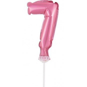 Pink, Rózsaszín 7-es szám fólia lufi tortára 13 cm Pink, Rózsaszín 7-es szám fólia lufi tortára 13 cm