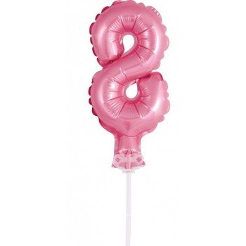 Pink, Rózsaszín 8-as szám fólia lufi tortára 13 cm Pink, Rózsaszín 8-as szám fólia lufi tortára 13 cm