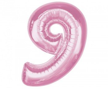 Rózsaszín 9-es Light Pink szám fólia lufi 92 cm Rózsaszín 9-es Light Pink szám fólia lufi 92 cm