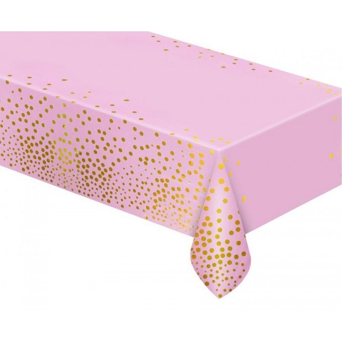 Light Pink Gold Dots, Rózsaszín asztalterítő 137x183 cm