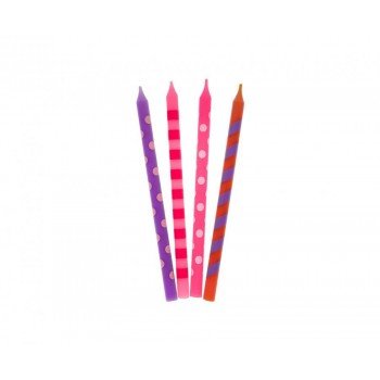 Rózsaszín Dots tortagyertya, gyertya szett 16 db-os