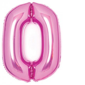 Pink, Rózsaszín 0-ás szám fólia lufi 66 cm Pink, Rózsaszín 0-ás szám fólia lufi 66 cm