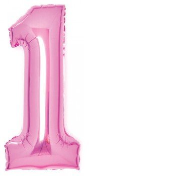 Pink, Rózsaszín 1-es szám fólia lufi 66 cm Pink, Rózsaszín 1-es szám fólia lufi 66 cm
