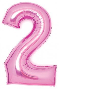 Pink, Rózsaszín 2-es szám fólia lufi 66 cm Pink, Rózsaszín 2-es szám fólia lufi 66 cm