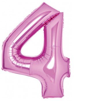 Pink, Rózsaszín 4-es szám fólia lufi 66 cm Pink, Rózsaszín 4-es szám fólia lufi 66 cm