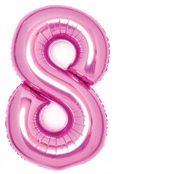 Pink, Rózsaszín 8-as szám fólia lufi 66 cm Pink, Rózsaszín 8-as szám fólia lufi 66 cm