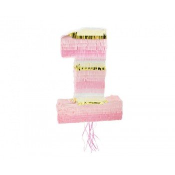Rózsaszín Pink Első születésnap pinata 50 cm Rózsaszín Pink Első születésnap pinata 50 cm