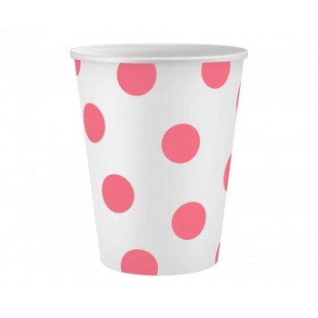 Pink Polka Dots, Rózsaszín papír pohár 6 db-os 250 ml