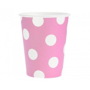 Pink Polka Dots, Rózsaszín papír pohár 6 db-os 270 ml