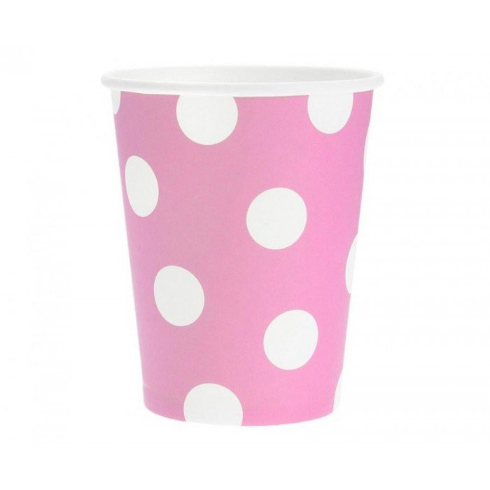 Pink Polka Dots, Rózsaszín papír pohár 6 db-os 270 ml