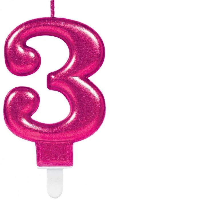 Pink számgyertya 3-as tortagyertya Pink számgyertya 3-as tortagyertya